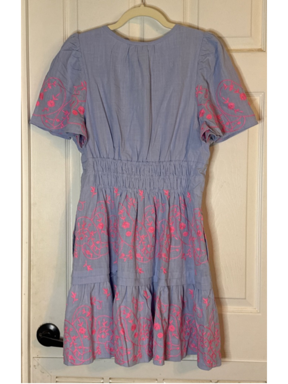 Easel Light Blue & Pink Embroidered Dress M - Picture 3 of 5